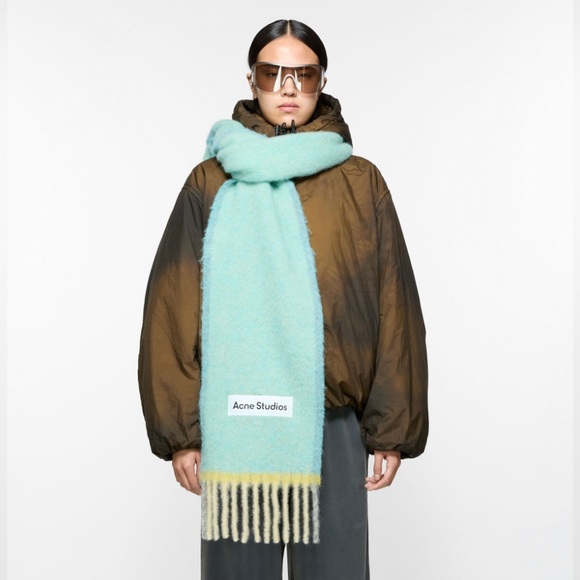 Acne Studios Accessories - Acne Studios Fringe Scarf in Aqua and Pale Yellow